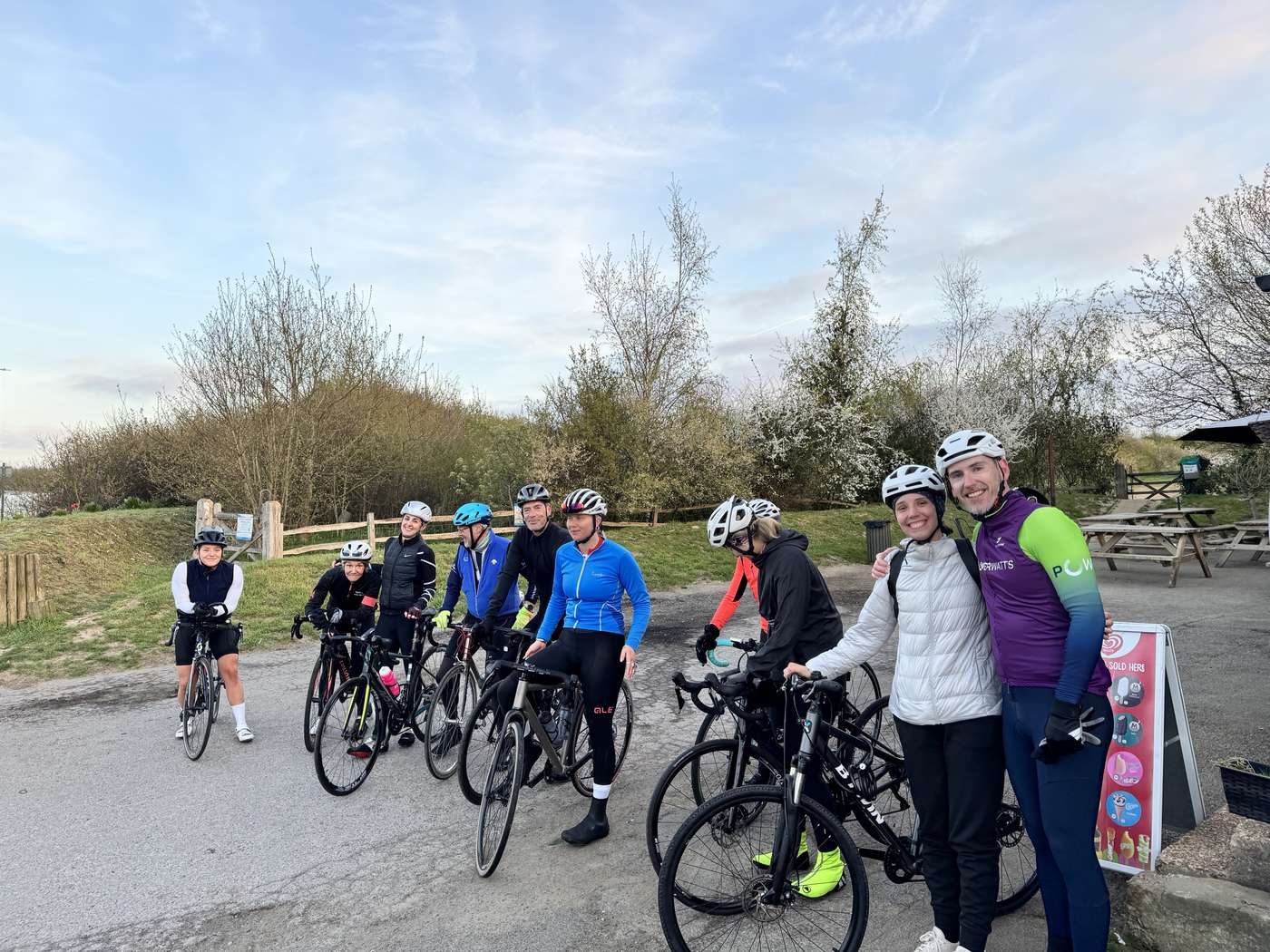 PowerWatts community ride regrouping on the South Downs