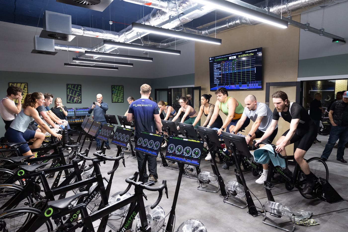 Triathletes mid brick session at PowerWatts